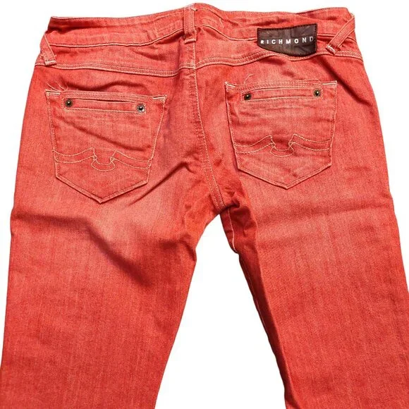 John Richmond Red Denim Capri Cropped Jeans Sz 28 NWT - Picture 5 of 11